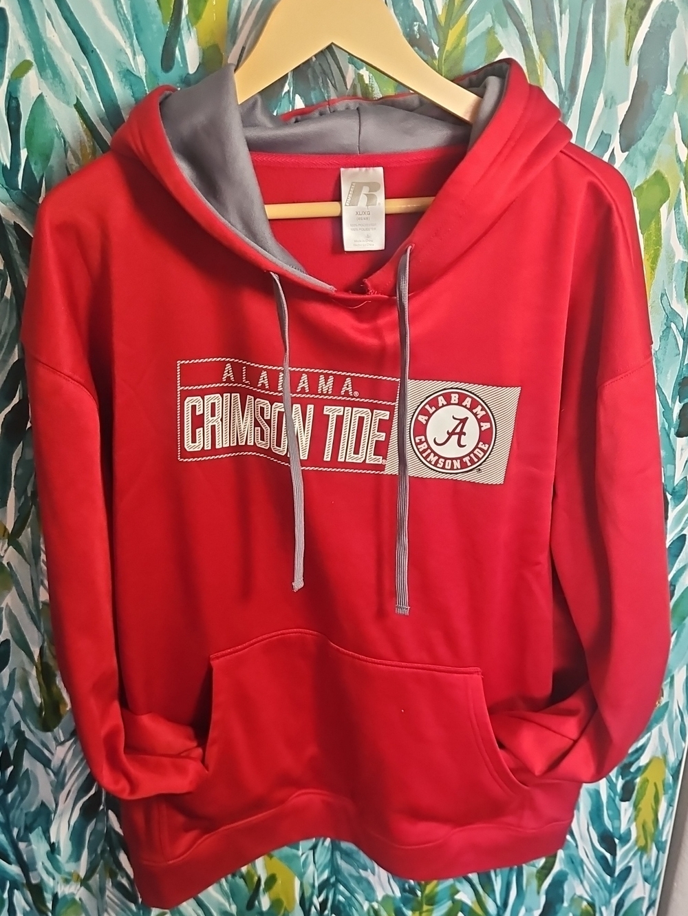 Russell Athletic Red Hoodie with Gray Hood Lining